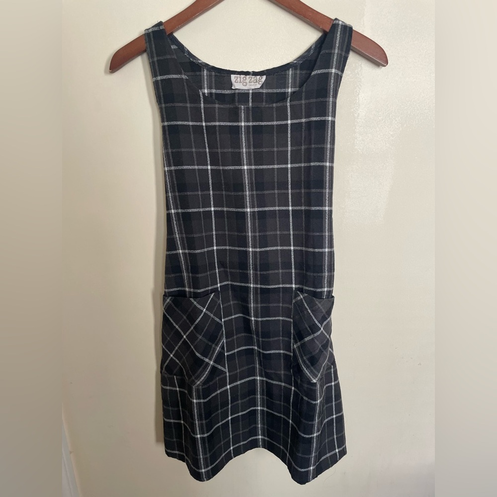 Black Plaid Sleeveless Dress